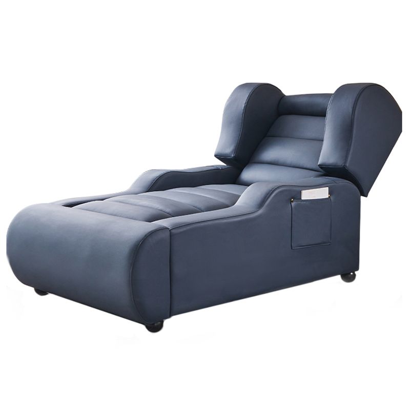 Contemporary Home Theater Recliner Leather Blue Indoor No Motion Metal