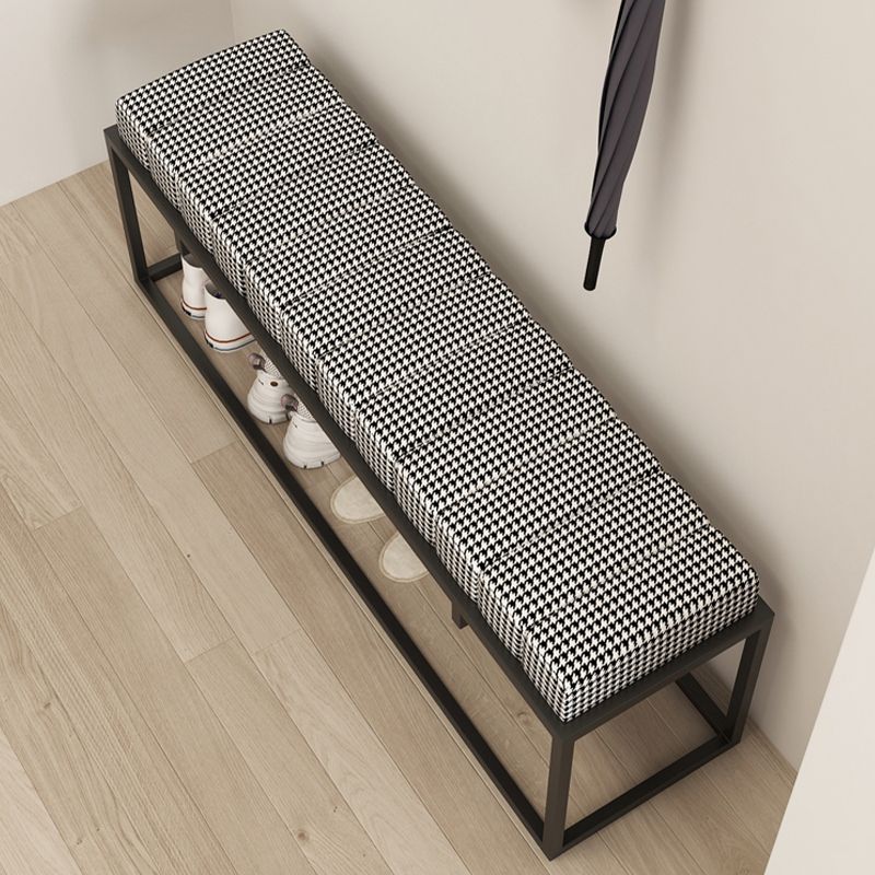 Modern Entryway Bench Cushioned Metal Rectangle Shoe Storage Seating Bench