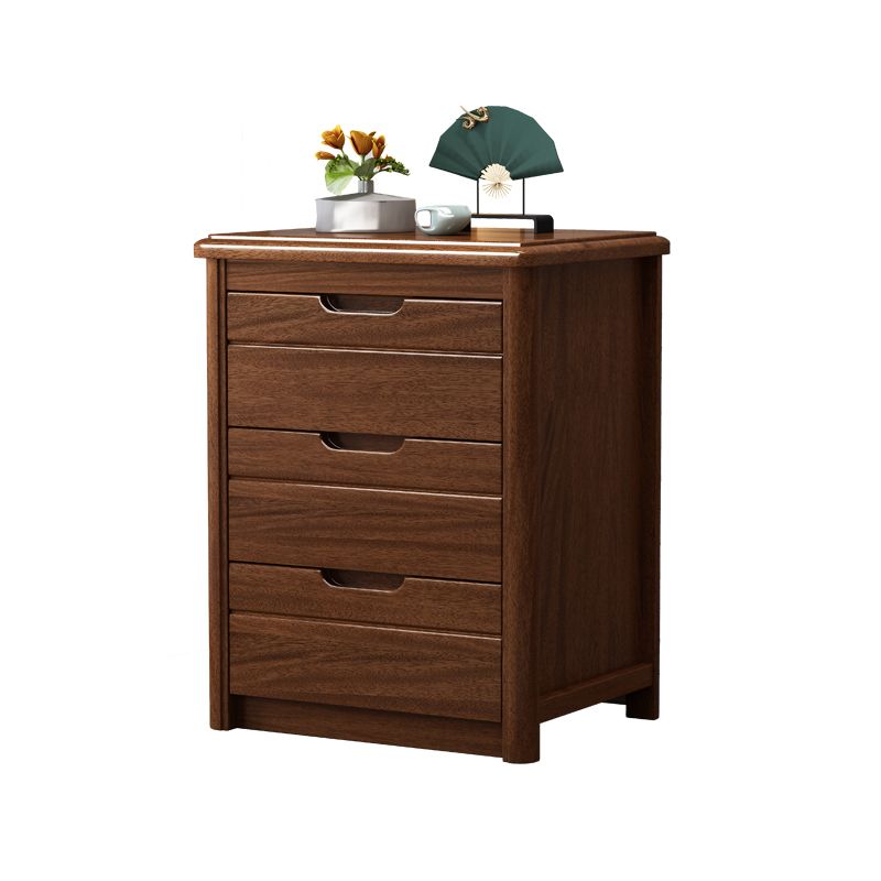 27 Inch H Nightstand Modern Solid Wood 3-Drawer Night Table in Brown