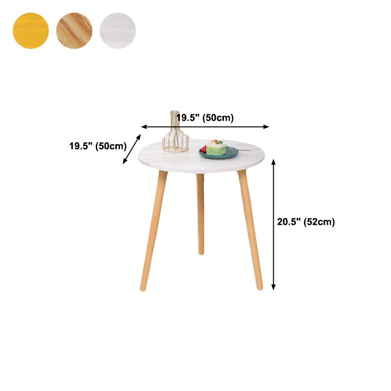 3 Legs End Table Natural/ White/ Yellow Round Wood Side End Table