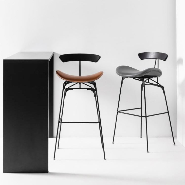 Industrial Black Counter Stools Iron Upholstered Bar Stools Bristol with Contoured Seat