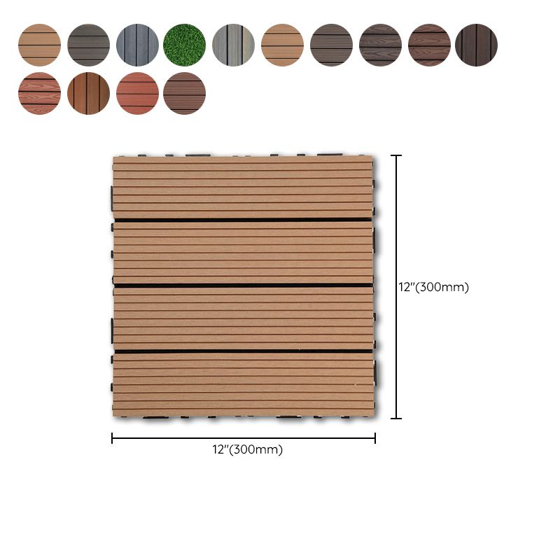 Outdoor Deck Tiles Striped Detail Composite Snapping Wooden Deck Tiles