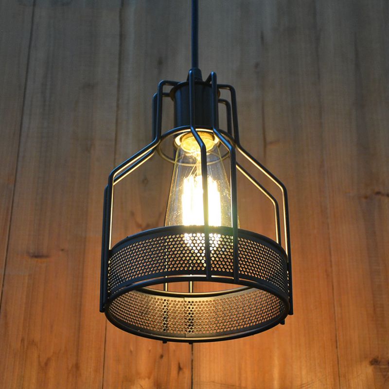 Industrial Classic Single Pendant Light Wrought Iron Hanging Lamp for Interior Spaces