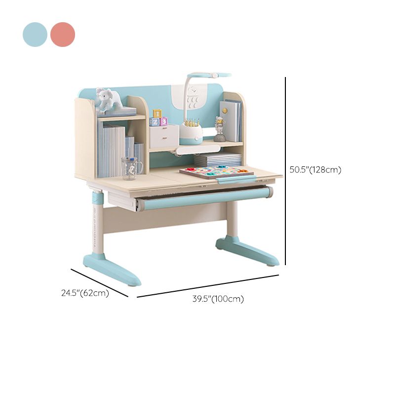 Metal and Wood Student Desk Adjustable Desk and Chair Set Writing Desk