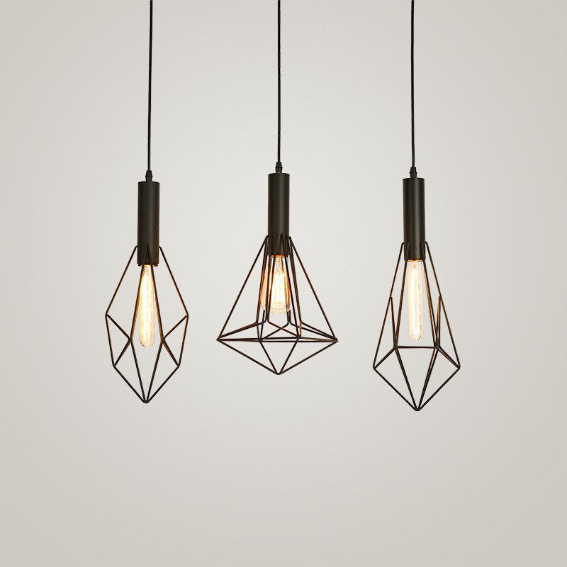 Industriële stijl geometrisch hangende lichtkit metaalhangend hanglamp in zwart