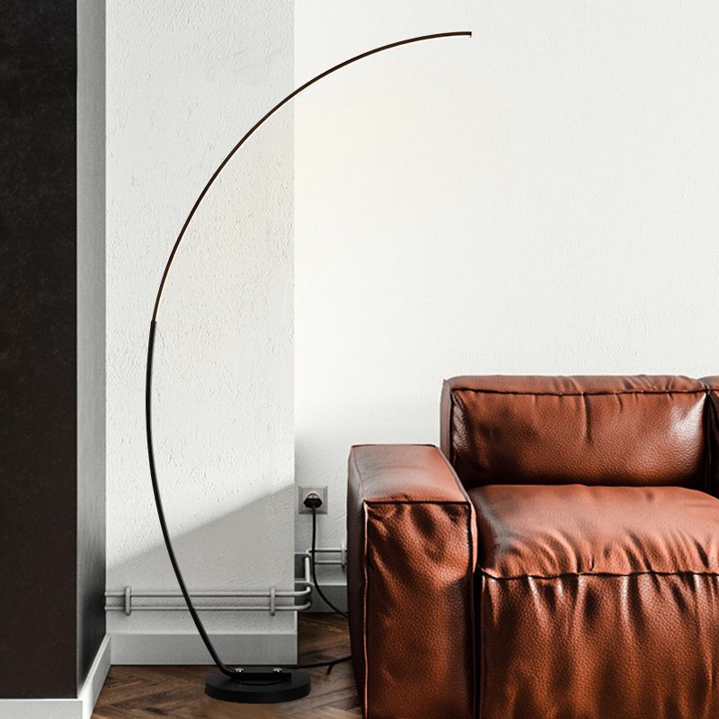 Black Over-Curved Floor Reading Light Nordic LED Metal Standing Lamp for Living Room