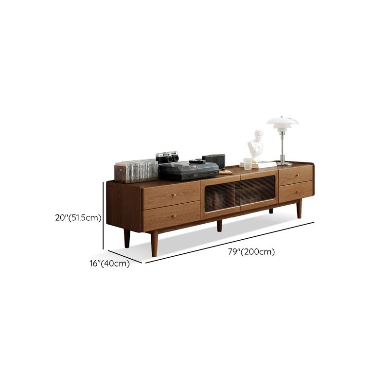 Modern 4 Drawers TV Stand Wooden TV Cabinet with Doors for Living Room