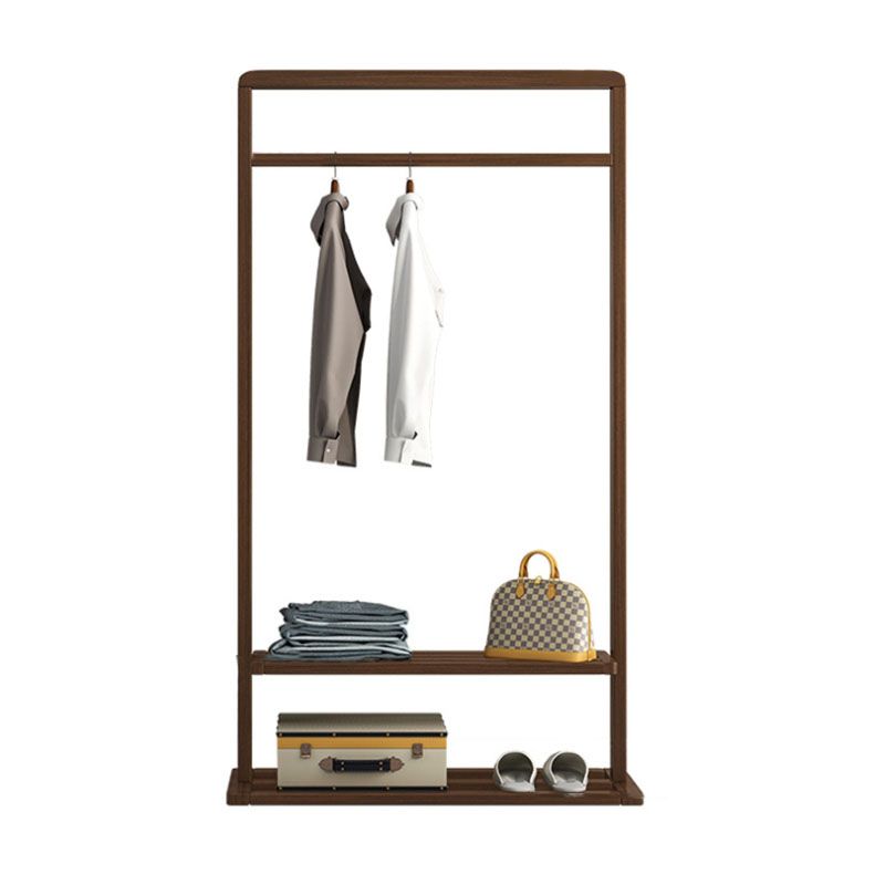 Modern Wood Hall Tree Hanging Rail Storage Shelving and Hooks Coat Hanger