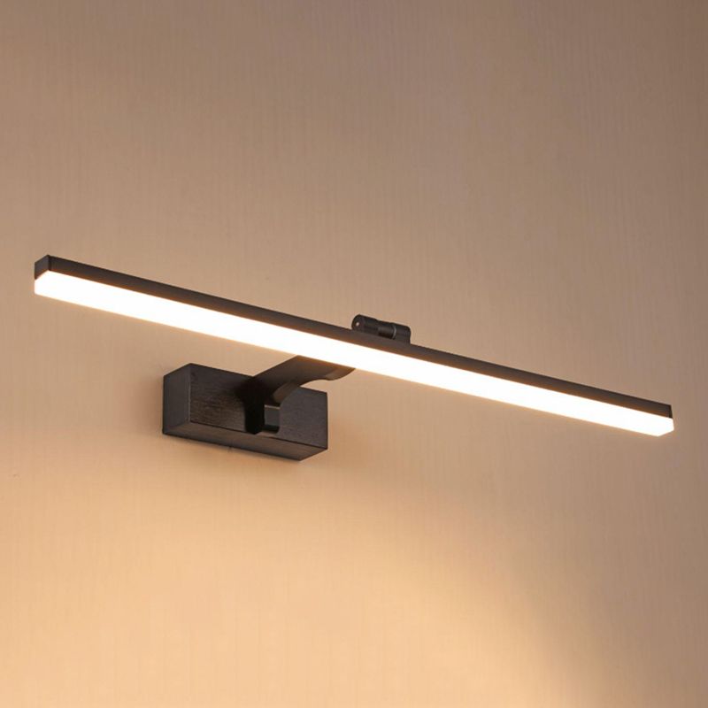 Metal Linear Shape Mirror Wall Lighting Modern 1 Light Mirror Wall Mount Light in Black