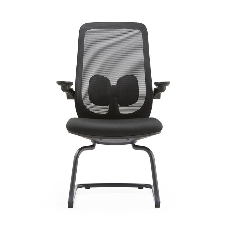 Modern No Wheels Desk Chair Microfiber Black High Back Chair