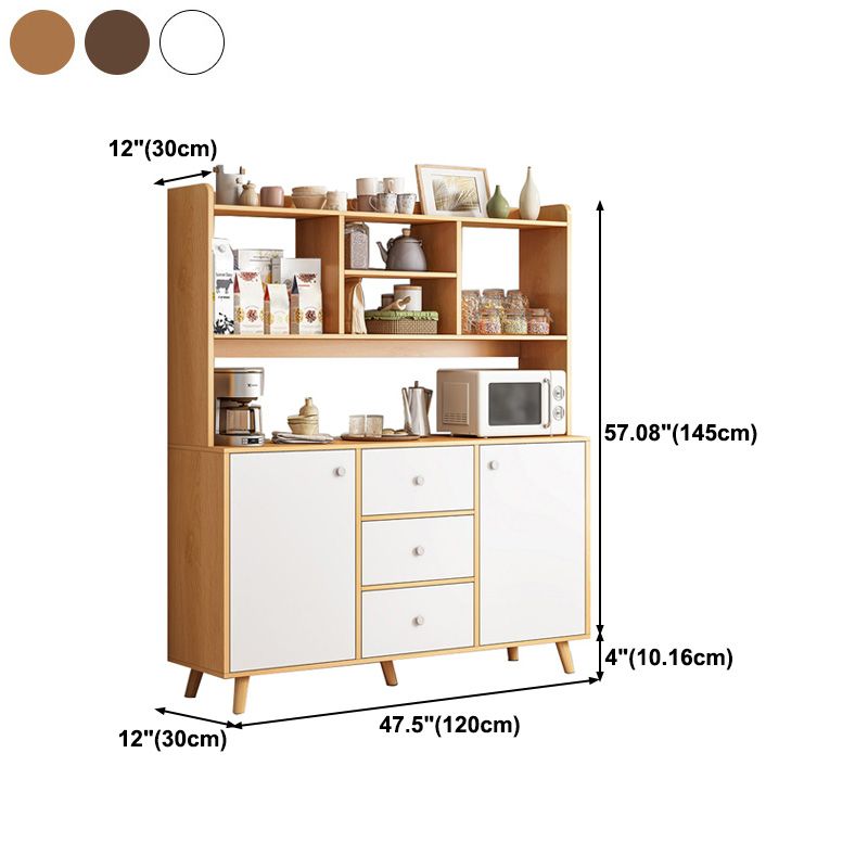 Modern 3-Drawer Dining Server Manufactured Wood and Solid Wood Server with Door