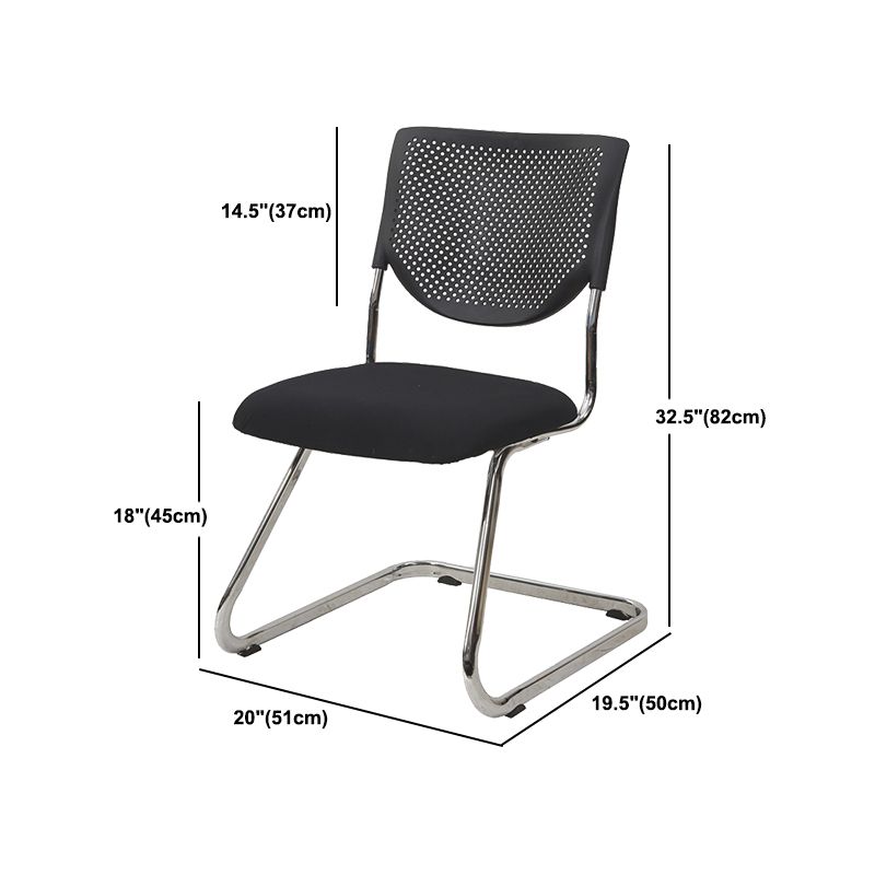 Armless Mid Back Vinyl Office Chair Modern Black Back Conference Chair