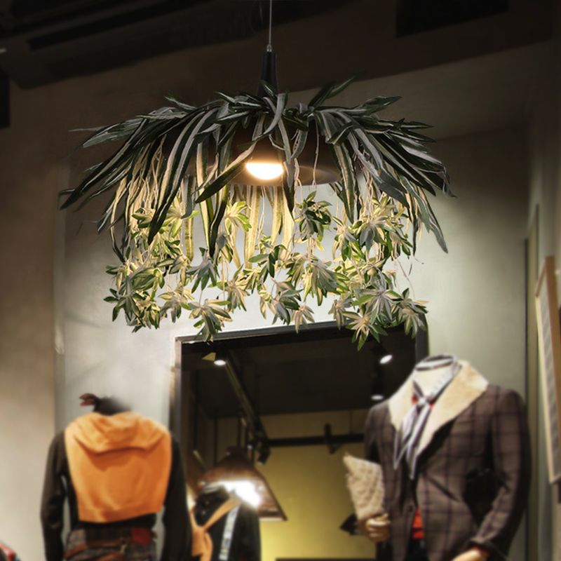 Plant industriel Down Lighting 1 Bulbe LED Prendant Metal Light en vert pour le restaurant