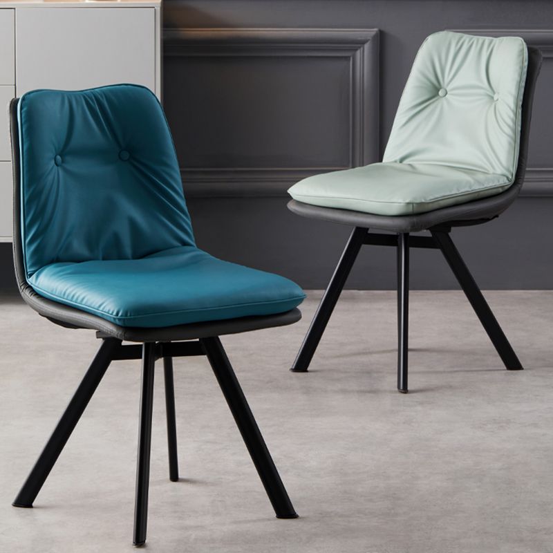 Contemporary Style Upholstered Dining Side Chair with Metal Base