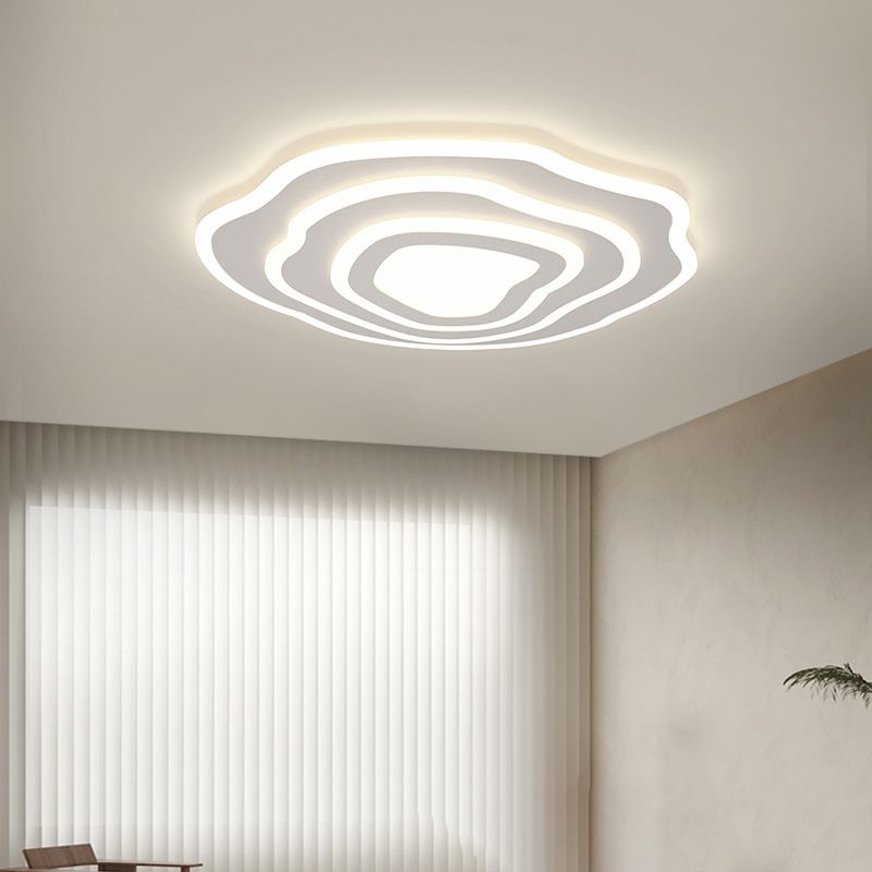 White LED Modern Metal Flush Mount Geometric Shape Ceiling Light with Acrylic Shade