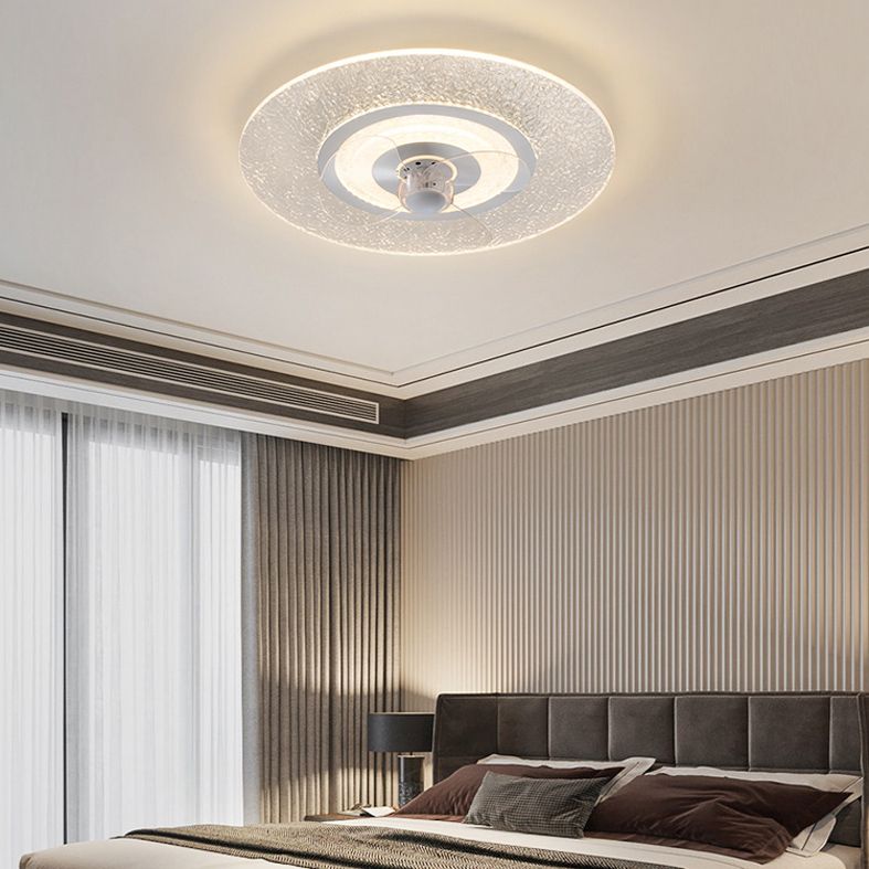 Éclairage de ventilateur de plafond ultrathin blanc simplicité LED acrylique semi-fluste Mount Lumière pour chambre à coucher