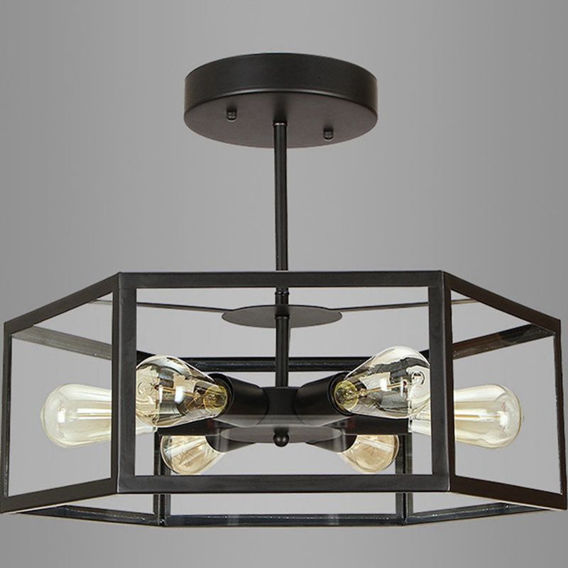 Geometric Chandelier Light Fixture Industrial Glass Pendant Lighting for Restaurant