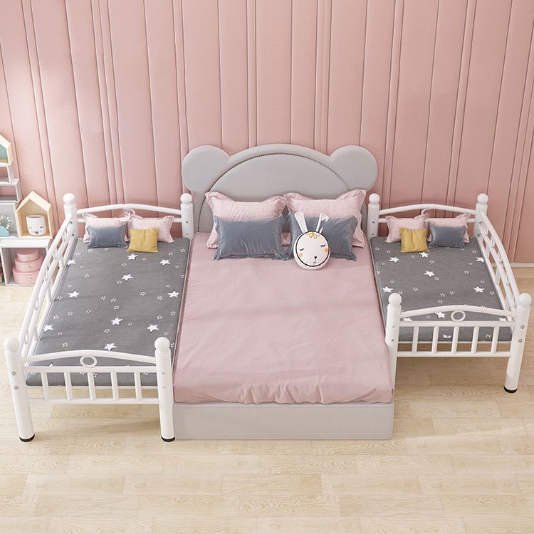 Metal Crib in White Industrial Iron Crib with Guardrails Nursery Bed