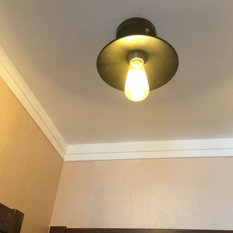 Metal Industrial Semi Flush Mount Ceiling Light 1 Light Cone Semi Flush Mount Lighting for Hall And Foyer