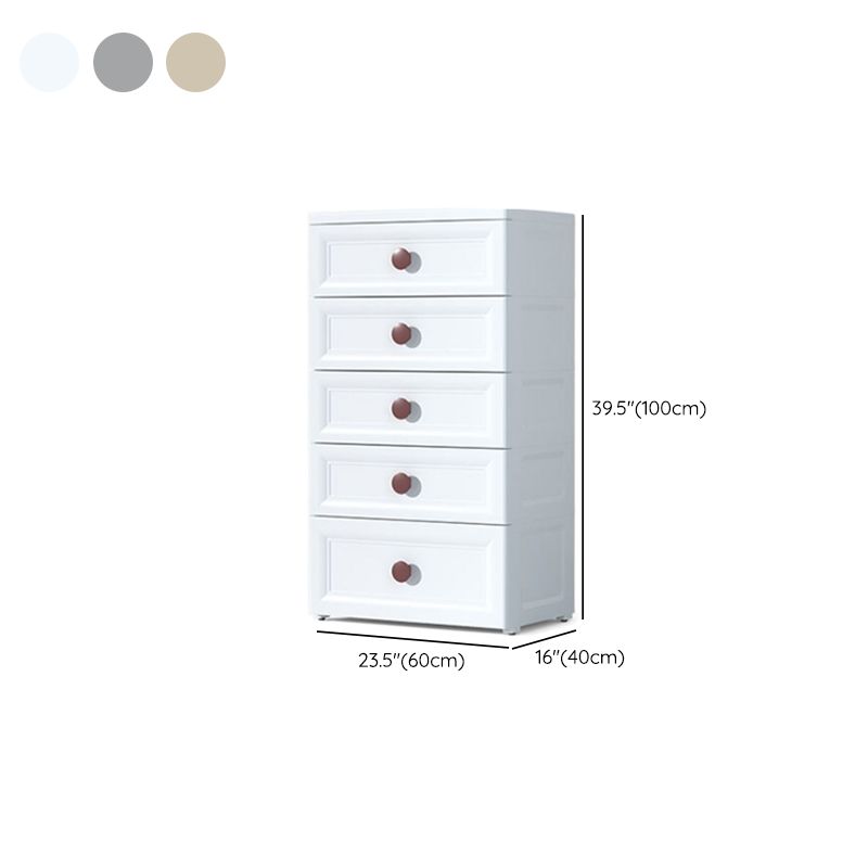 Contemporary Vertical Kids Dresser Set Plastic Kids Nightstand with Drawers for Bathroom