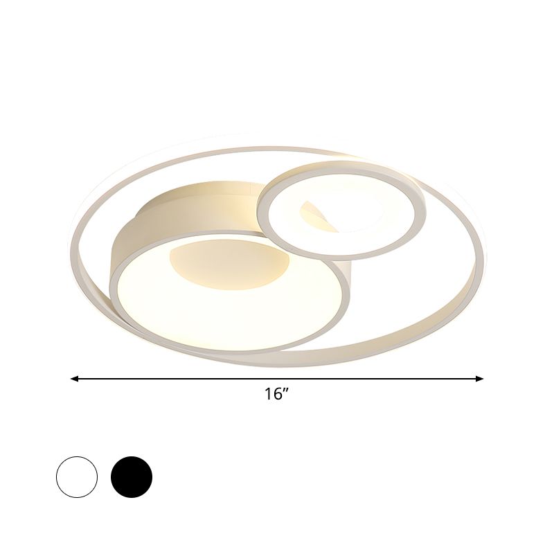 Éclairage de plafond d'hôtel à 3 cercles, luminaire métallique nordique à encastrer à LED de large de 16 "/ 19,5" en lumière chaude/blanche, noir/blanc