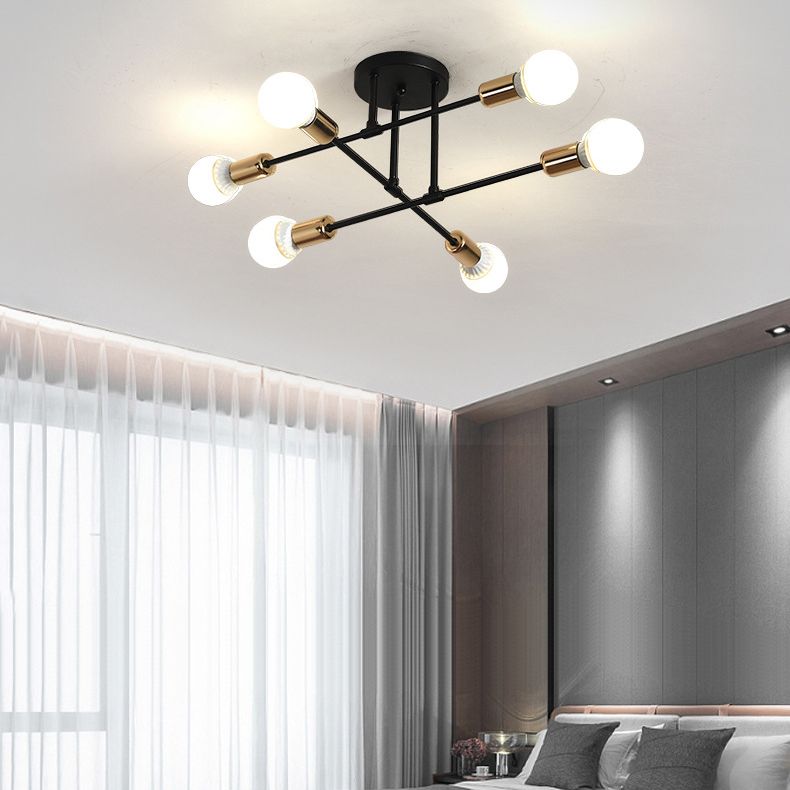 6-Lights Metal Flush Mount Modern Style Flush Mount Lighting for Bedroom