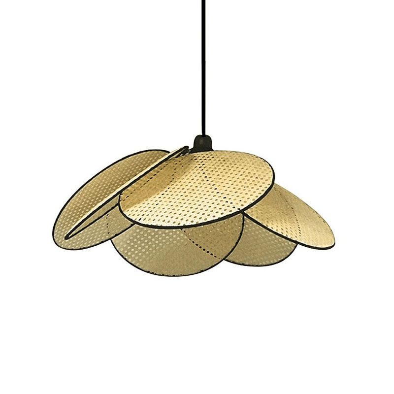 Illuminazione a soffitto a forma di fiori in stile asiatico rattan 1 lampadina lampada sospesa per sala da tè