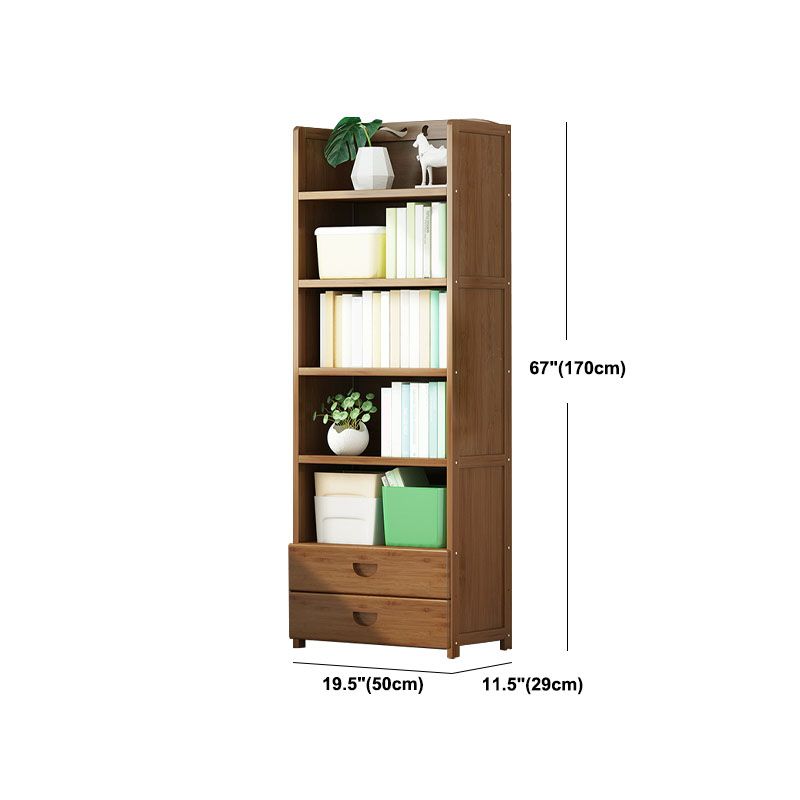 Modern Bamboo Shelf Bookcase Brown Closed Back Book Shelf for Study Room