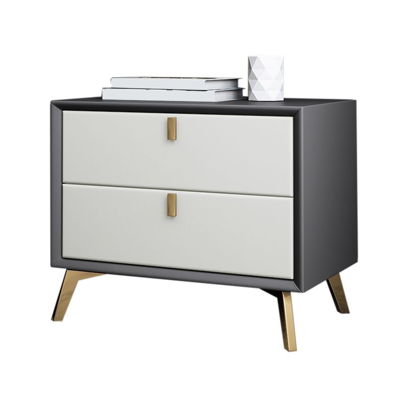 Contemporary Bed Nightstand Leather Bedside Cabinet with Drawers