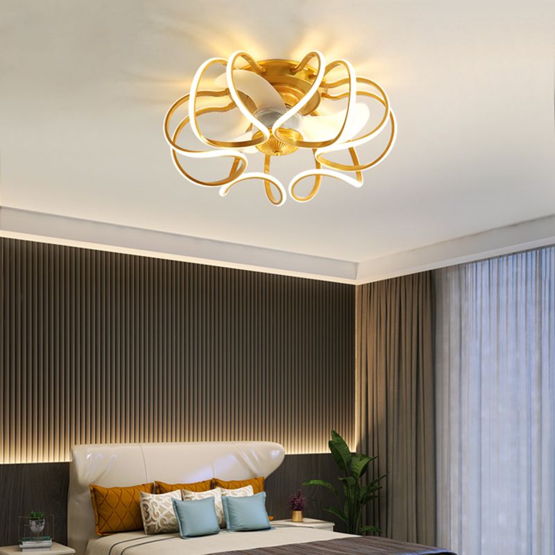 LED Modern Ceiling Fan Light in 3 - Colors Flower Shape Fan Light Ceiling Fixture