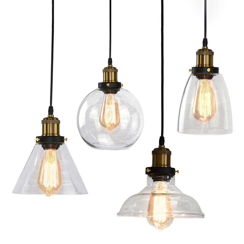 1-Light Geometric Pendant Ceiling Lights Modern Glass Pendant Light Fitting