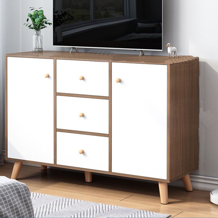 Contemporary TV Stand Console Wooden TV Stand with Drawers and Doors , 12" D X 31.5" H