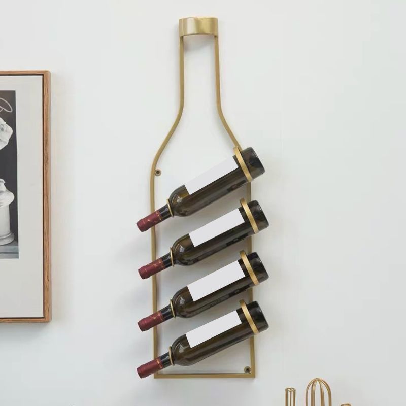 Wall Mounted Metal Contemporary Style Wine Bottle Holder for Kitchen