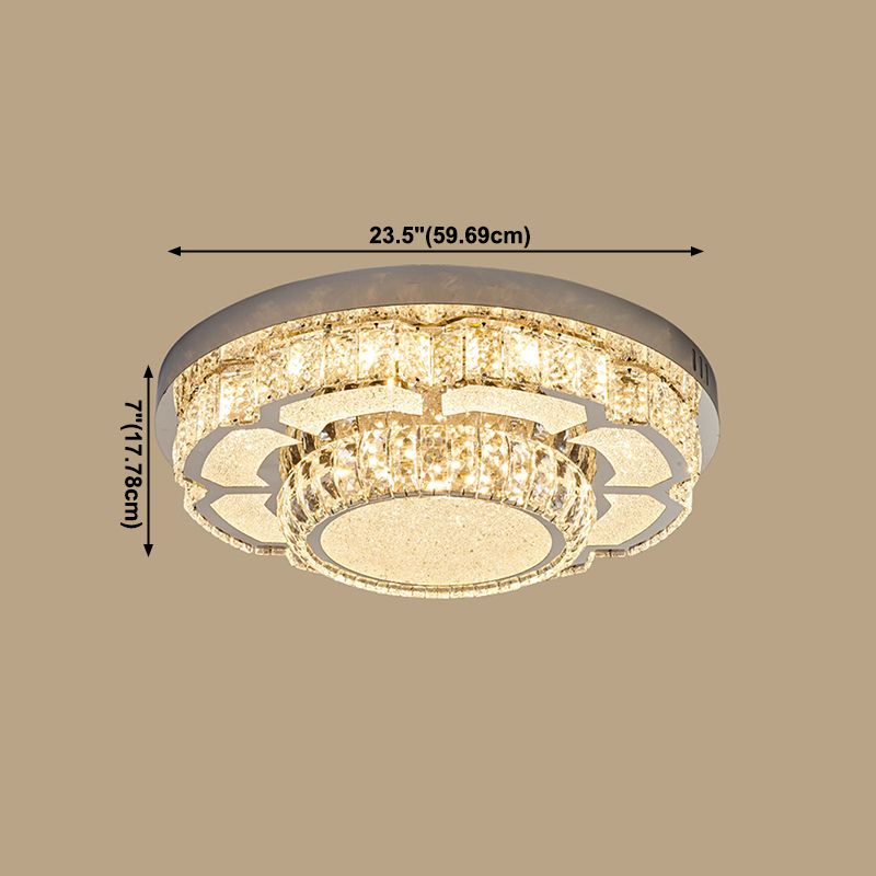 Modern Simple Style Ceiling Lamp Stainless Steel Crystal LED Flush Mount for Living Room