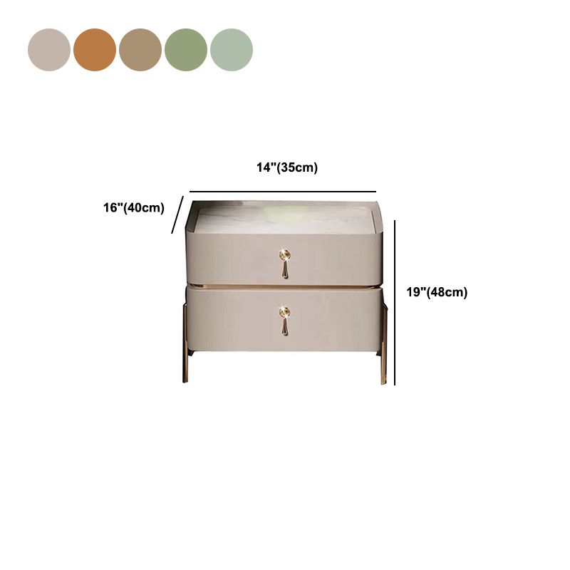 Leather Nightstand with 4 Legs Glam Night Table with Drawers