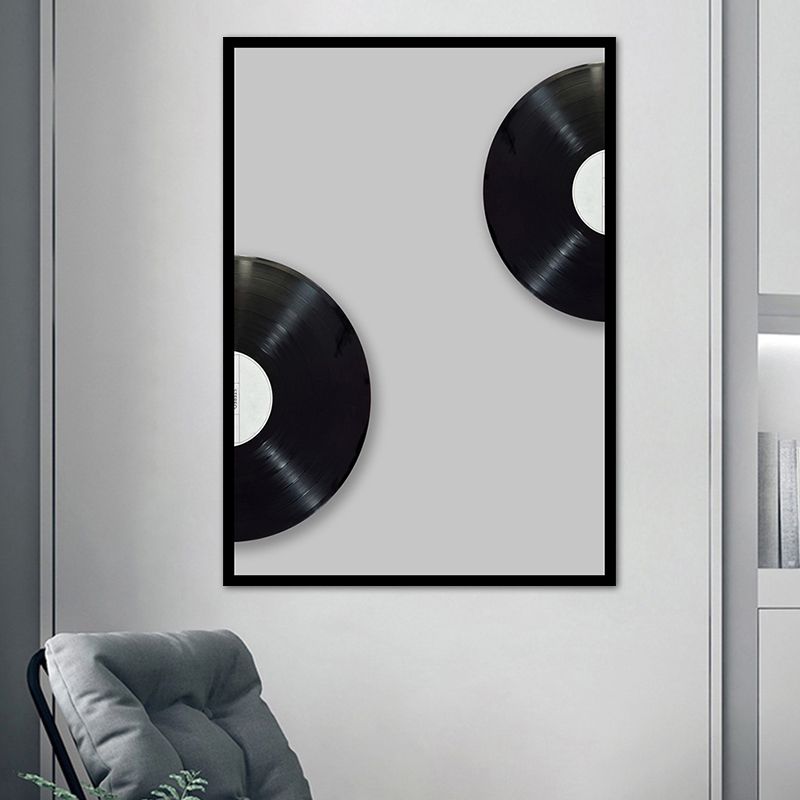 Music CD Disk Wall Decor Vintage Style Textured Bedroom Canvas Print, Multiple Sizes