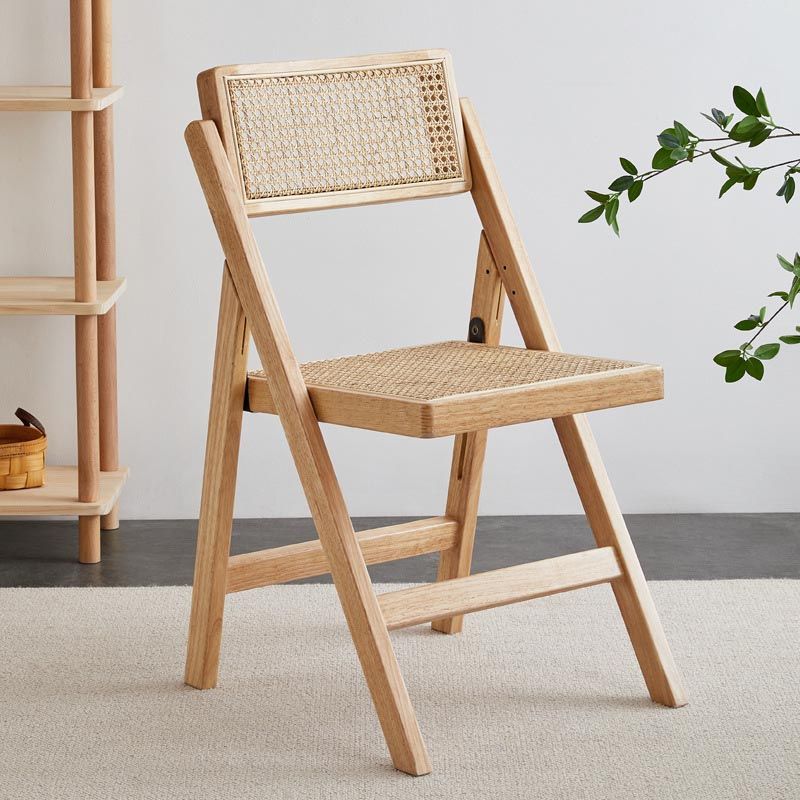 Traditional Folding Rattan Side Chair Wood Dining Side Chair