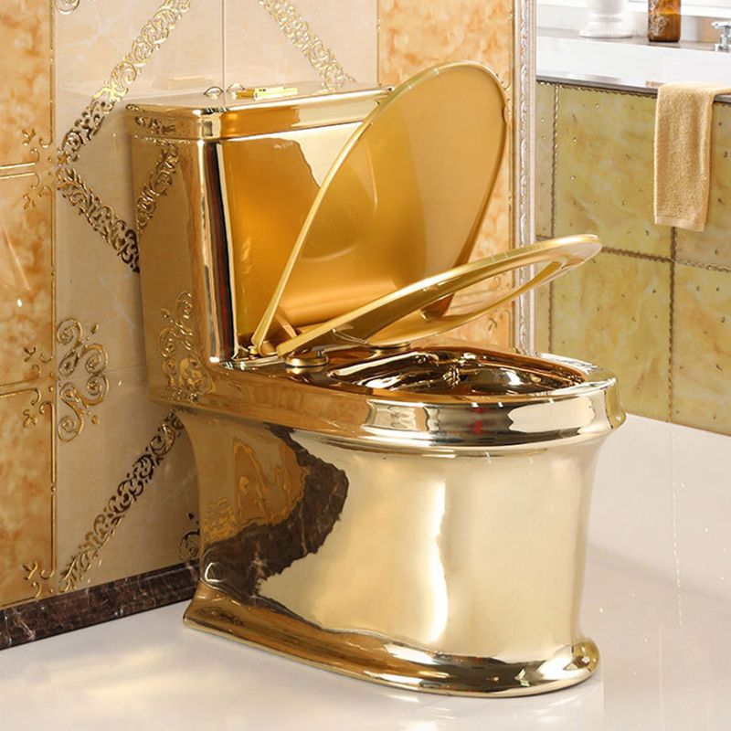 Contemporary One Piece Flush Toilet Floor Mounted Golden Urine Toilet for Washroom