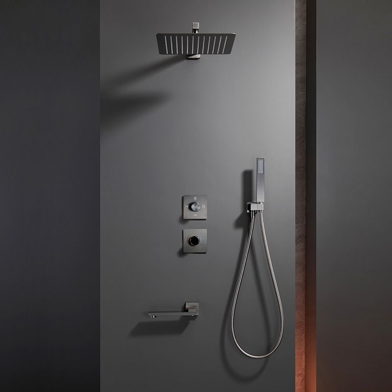 Modern Solid Color Shower Set Adjustable Spray Pattern Shower Head Combo