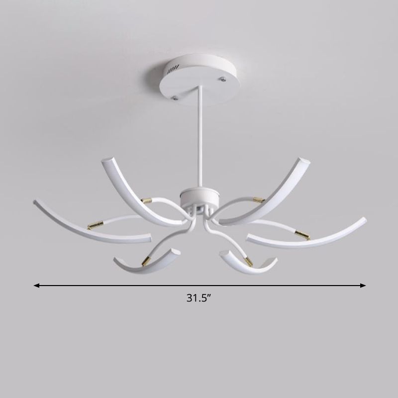 Sputnik Chandelier Light Fixture Simple Acrylic 6/10 Lights White Pendant Light in Warm/White Light