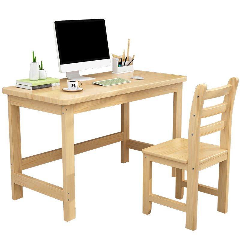 Modern Natural Children's Desk with Rectangle Top in Solid Wood