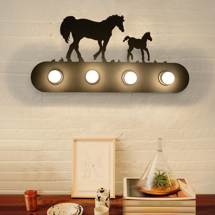 Industrial Style Iron Vanity Light Horses Shape Vanity Lamp for Bedroom