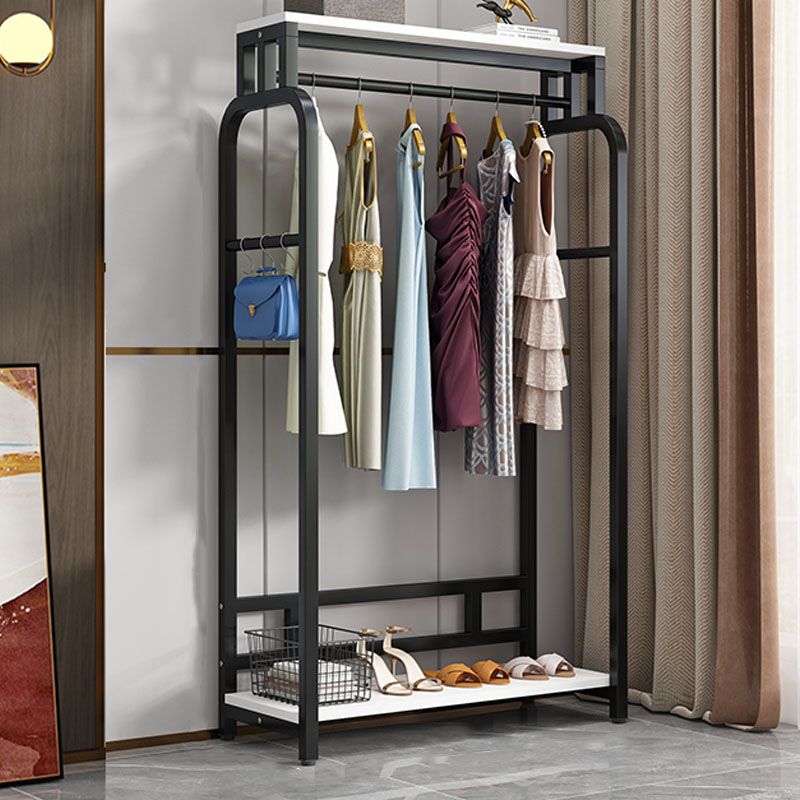 Modern Metal Entryway Kit Hanging Rail and 2 Storage Shelving Coat Hanger