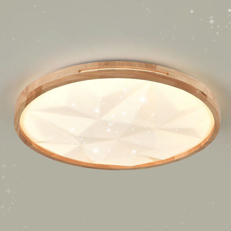 Modern Wooden Flush Mount Lamp Acrylic Shade Led Flush Mount for Bedroom