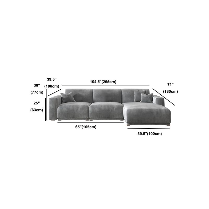 Nordic Style Sectional Cushioned Back Square Armrest Latex/down/sponge Grey Sofa