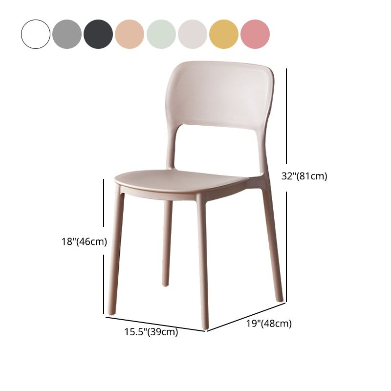 Scandinavian Plastic Stacking Dining Chairs Armless Open Back Chairs