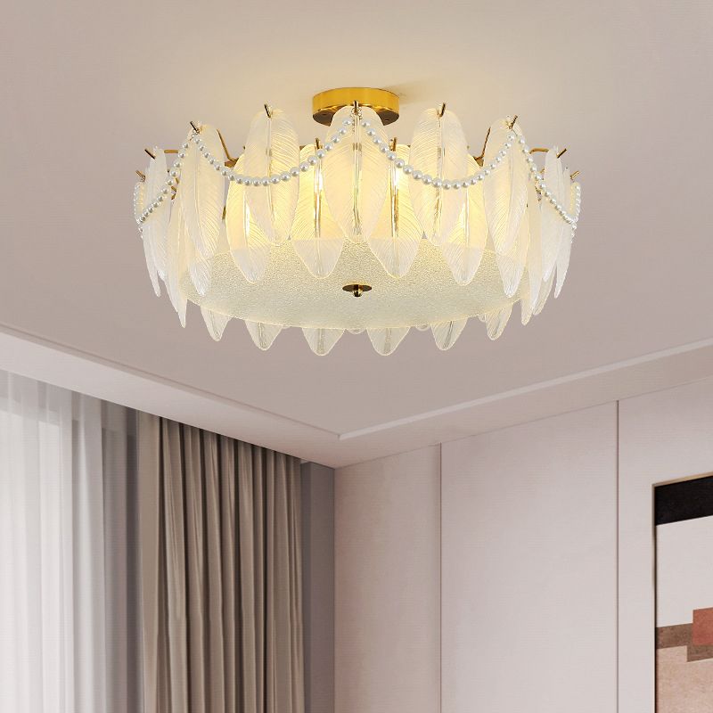 Household Ceiling Light Modern Glass Flush Mount Light Fixture for Bedroom