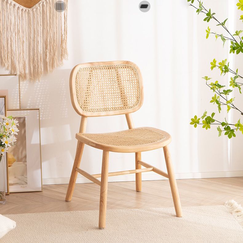 Scandinavian Style Wicker Dining Chairs for Home Open Back Side Chair