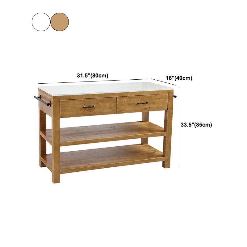 Modern Stationary Kitchen Island Set Wood Rectangular Kitchen Island Set for Home Use