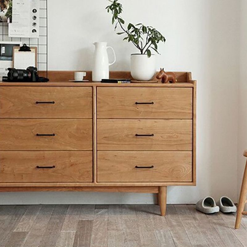 Modern 9-Drawer Sideboard Simple Pine Wood Buffet Table for Dining Room